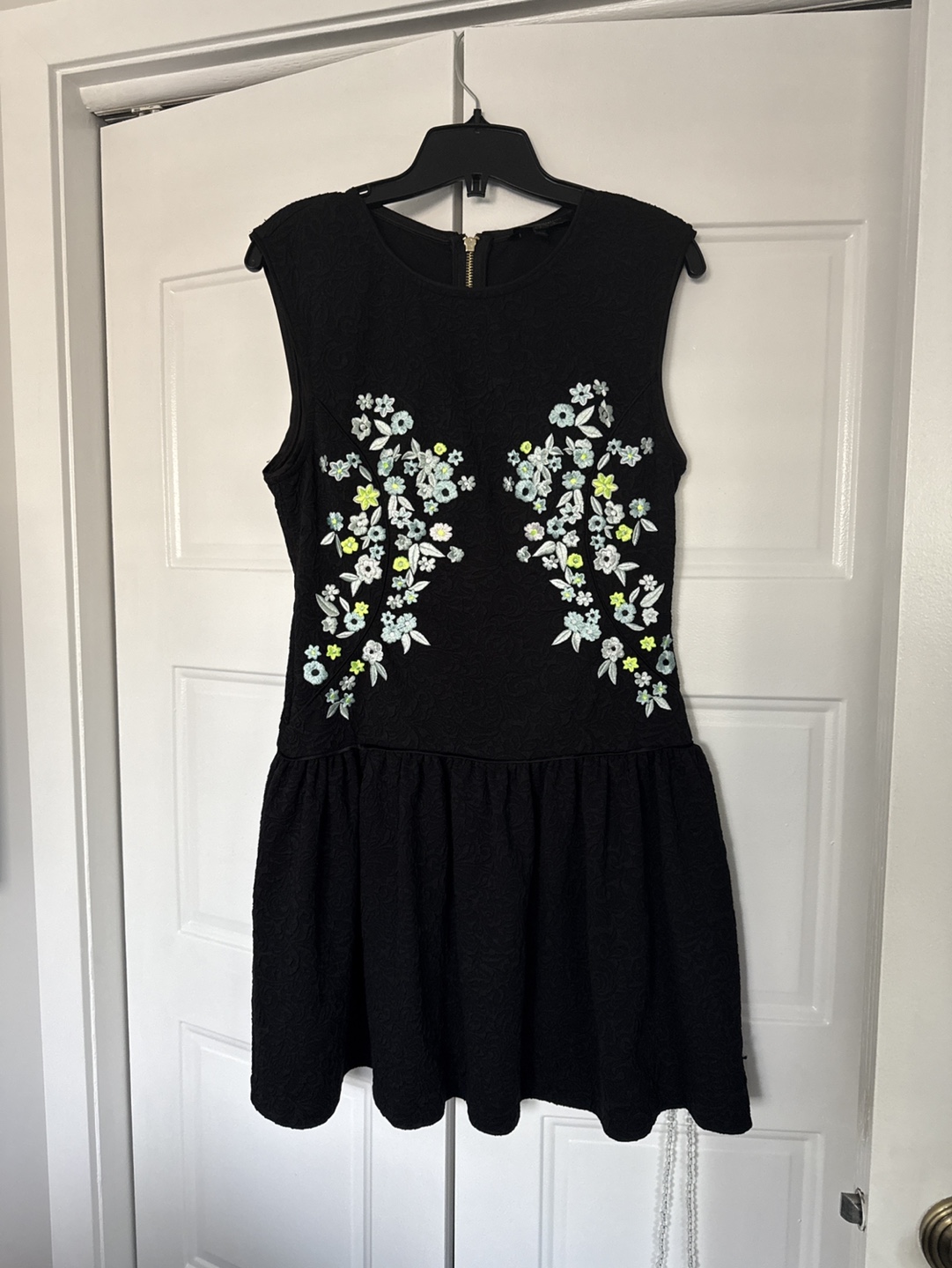 Black floral embroidered dress