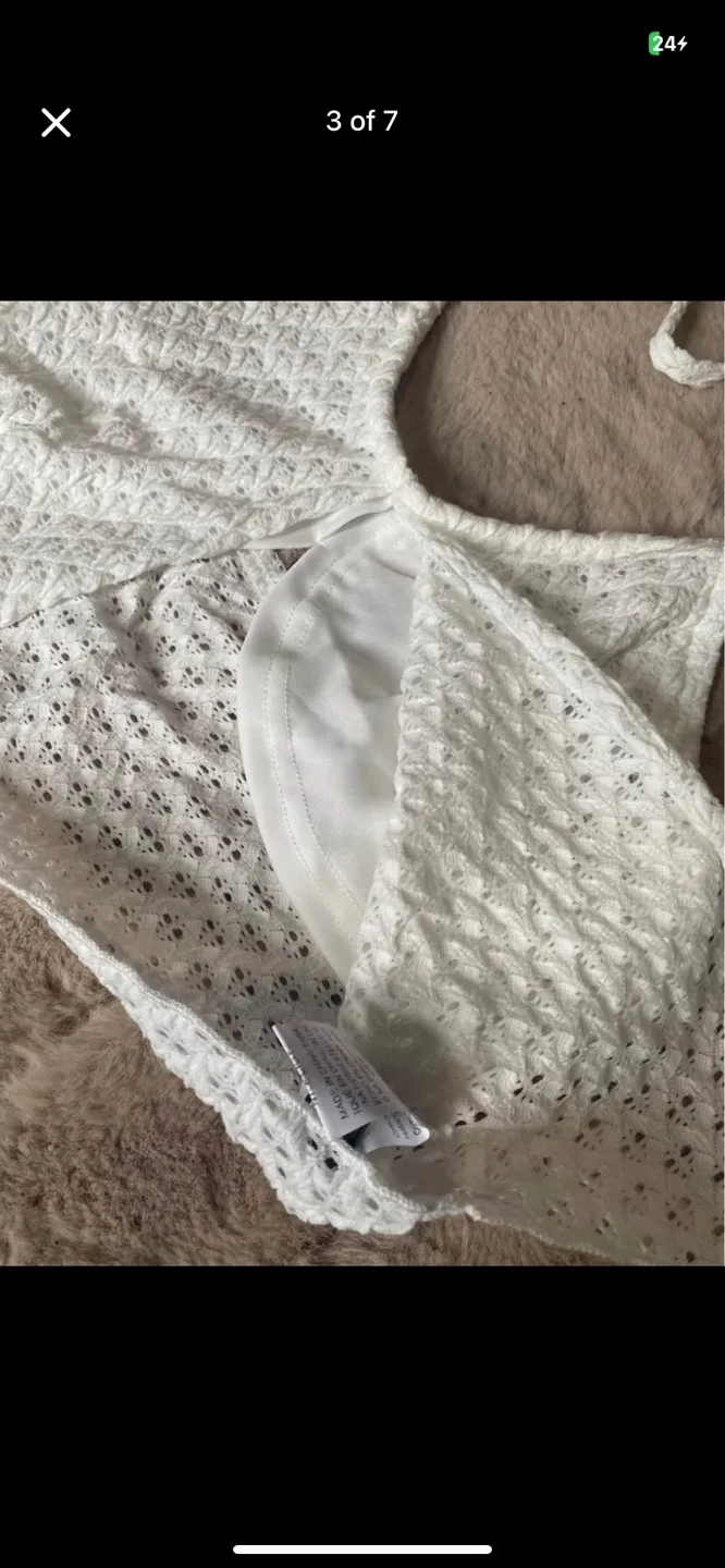 White Crochet Two-Piece Set image indicator(3)