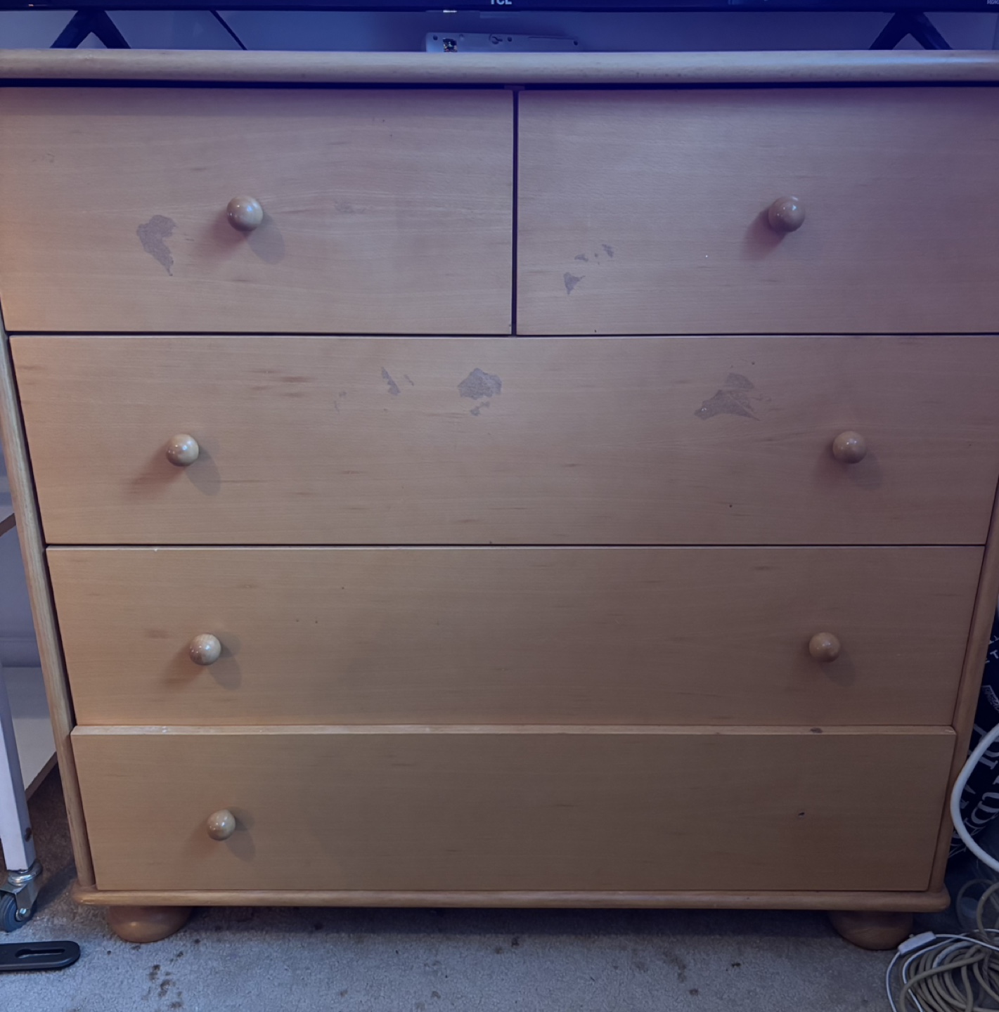 Five-Drawer Wooden Chest of Drawers