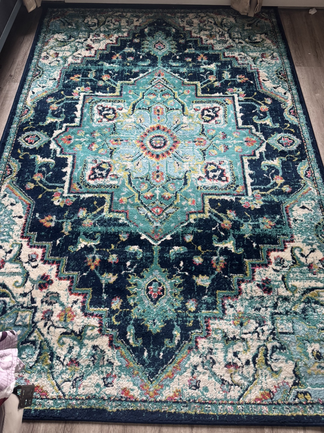 Beautiful Teal and Navy Oriental Rug - photo 3