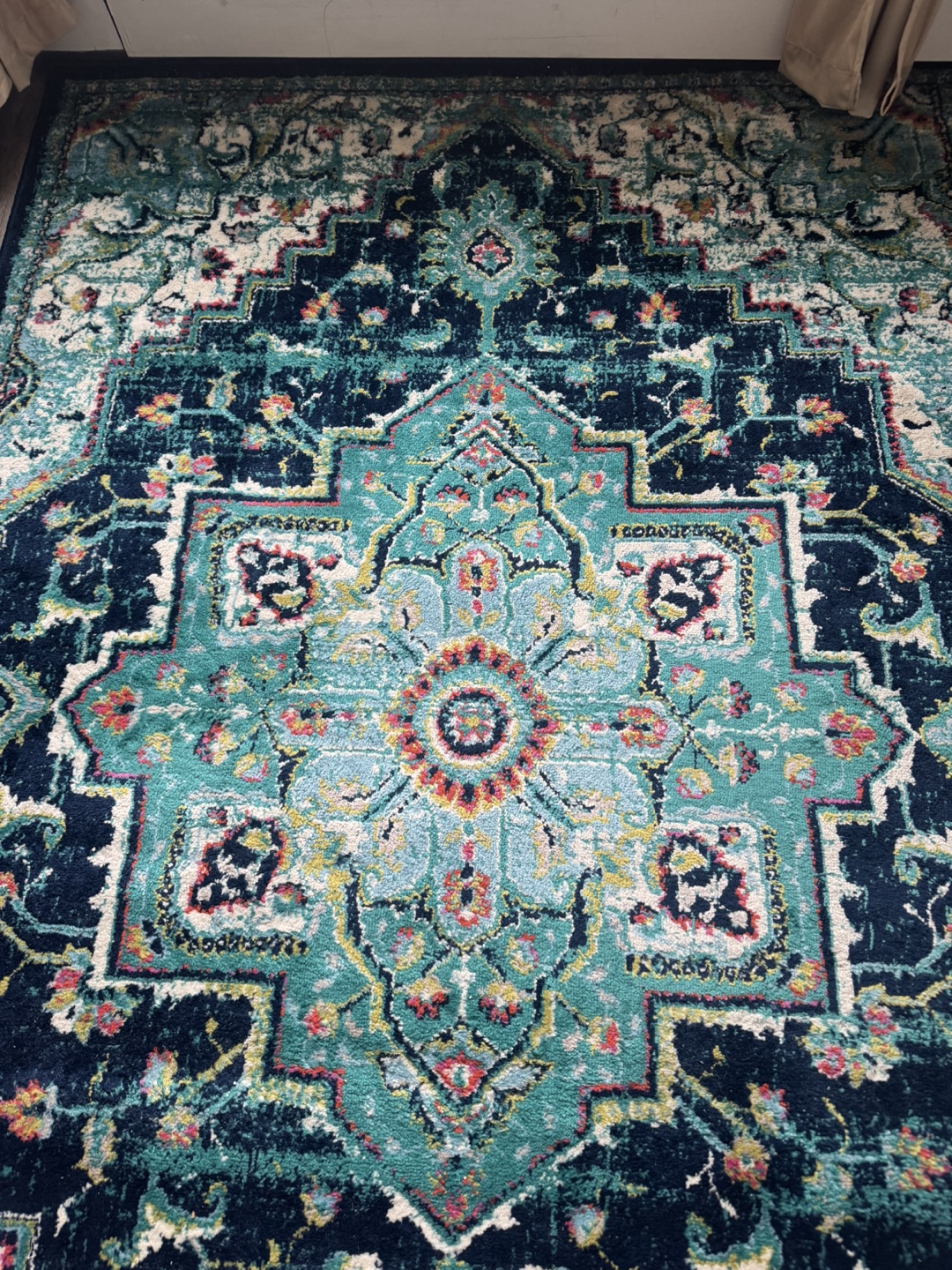 Beautiful Teal and Navy Oriental Rug - photo 2