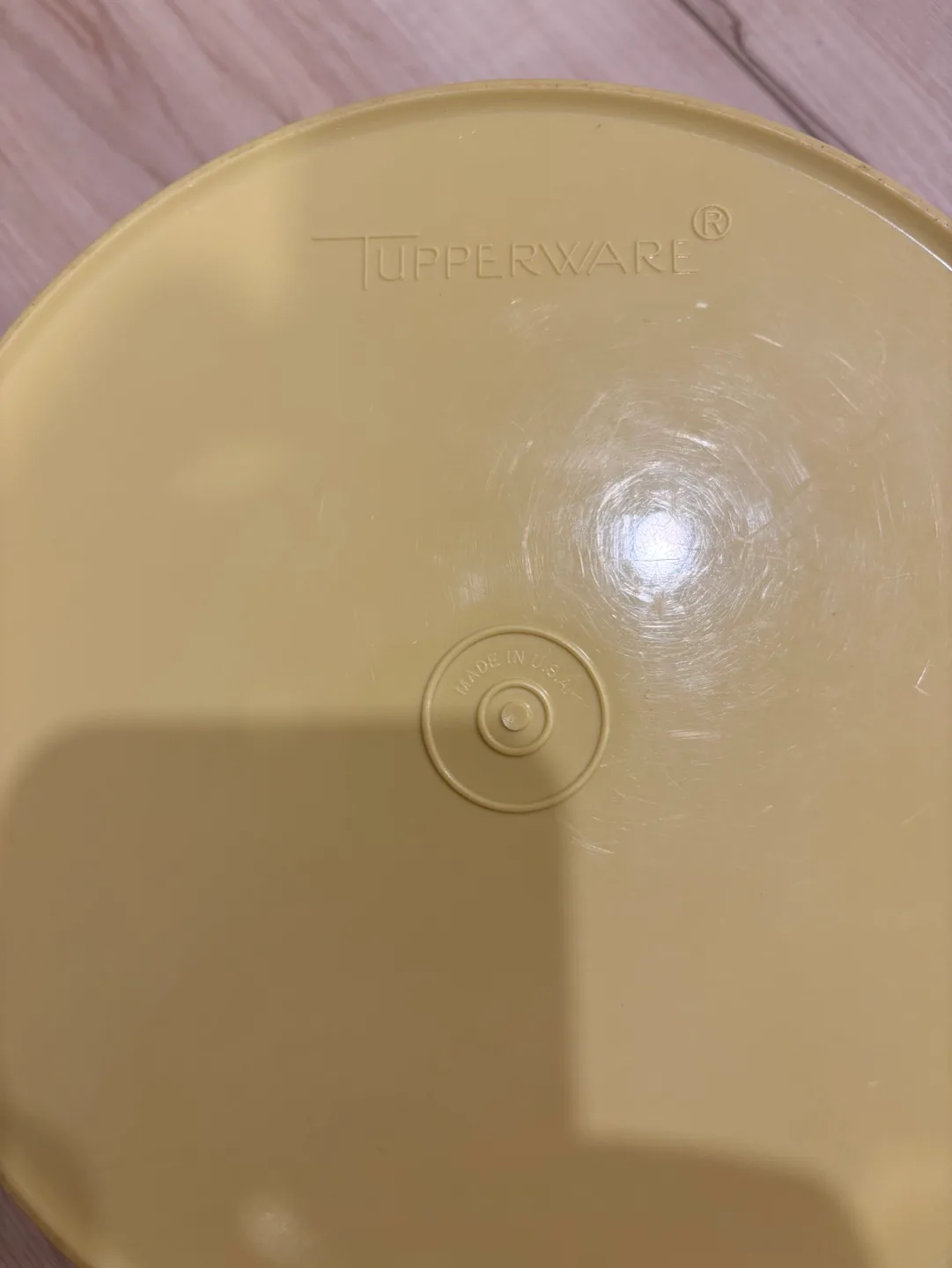 Vintage Harvest Gold Tupperware Round Storage Container For Sale image indicator(6)