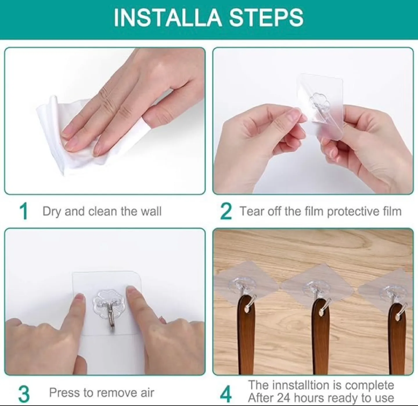 24 Pack Adhesive Hooks image indicator(4)