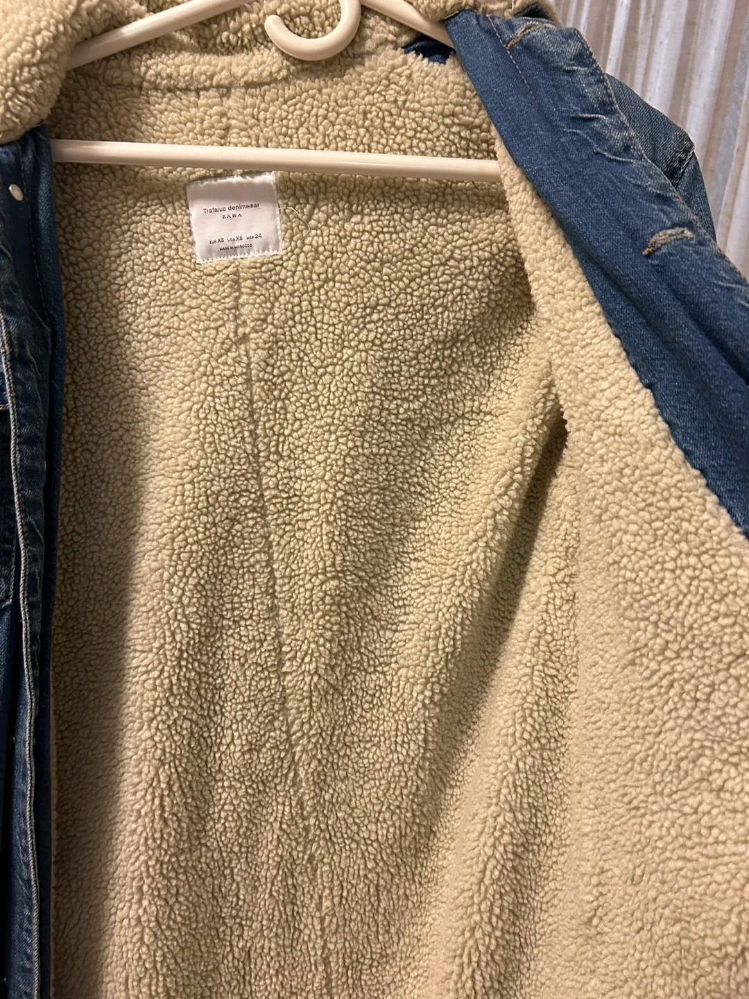 Zara Denim Longline Jacket with Sherpa Lining image indicator(3)