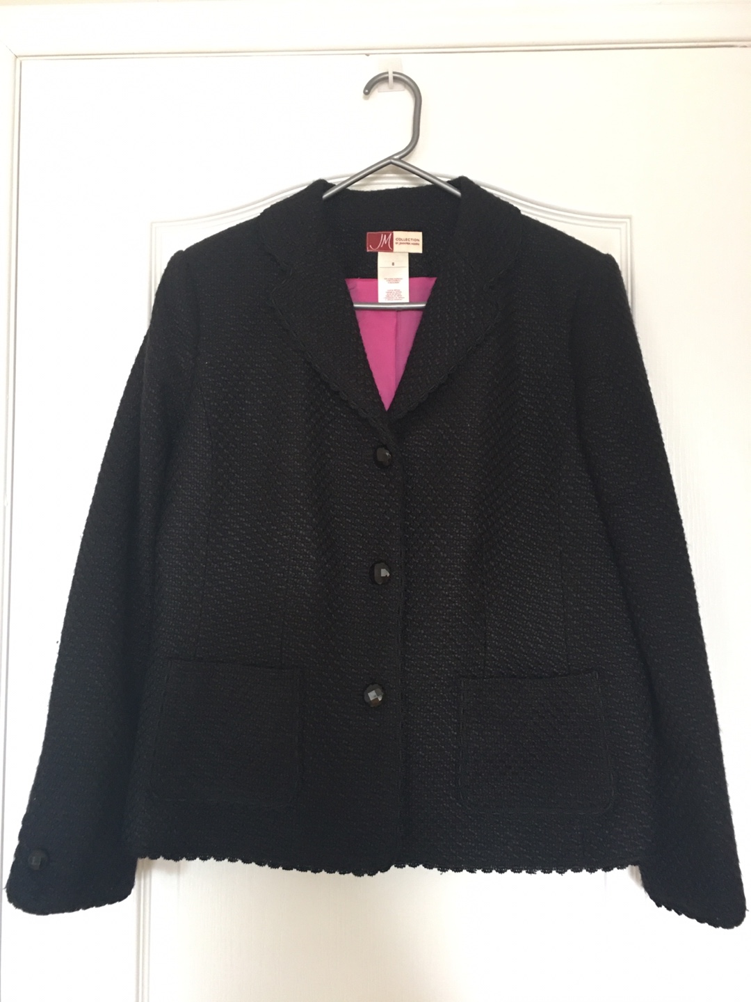 Black Women's Tweed Jacket, Size 8 - photo 2