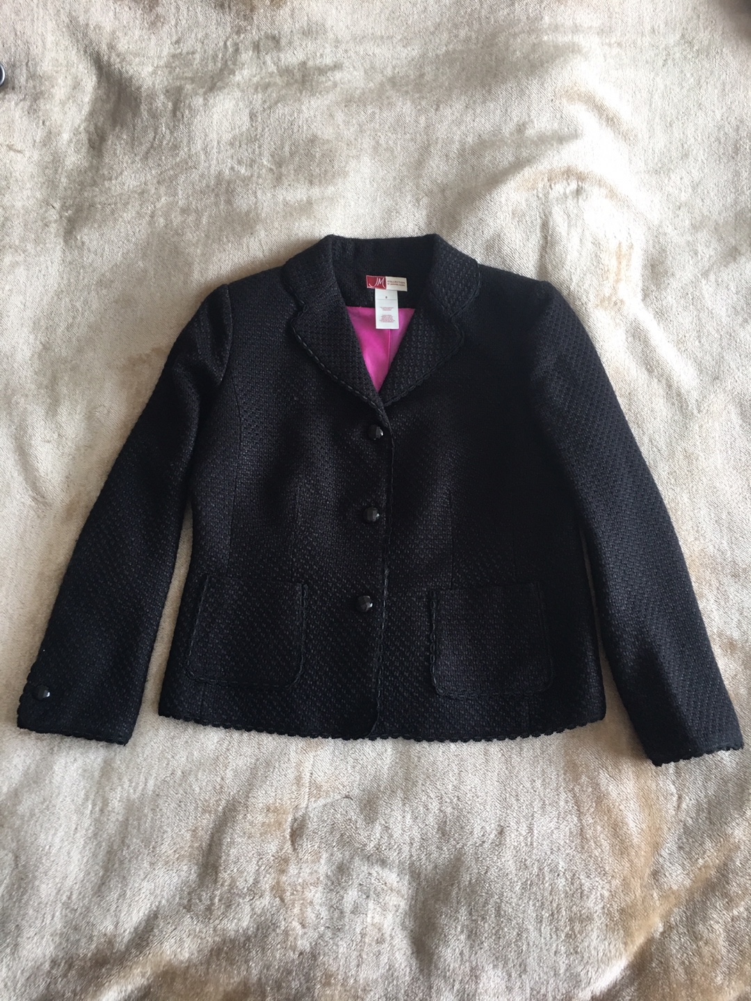 Black Women's Tweed Jacket, Size 8 - photo 3