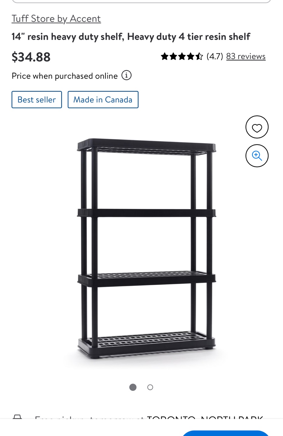 Heavy Duty Tough plastic shelf 4 tier
