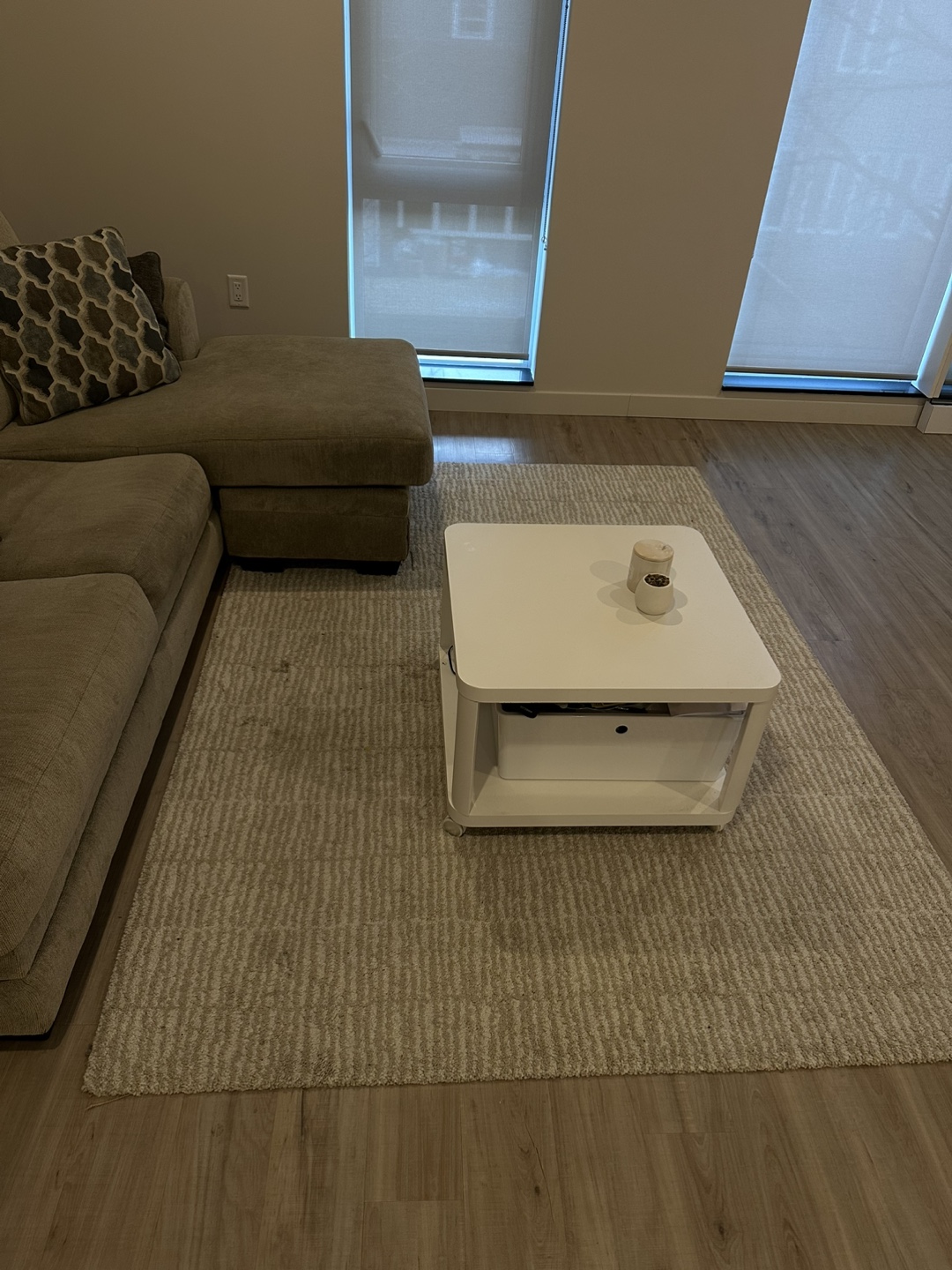 White Square Coffee Table with Storage - photo 3