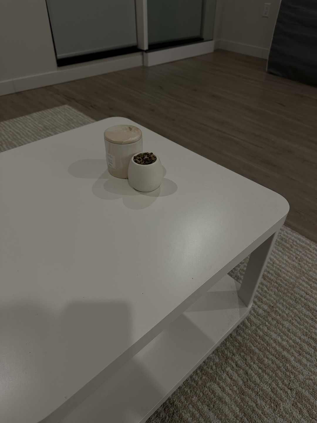 White Square Coffee Table with Storage - photo 2