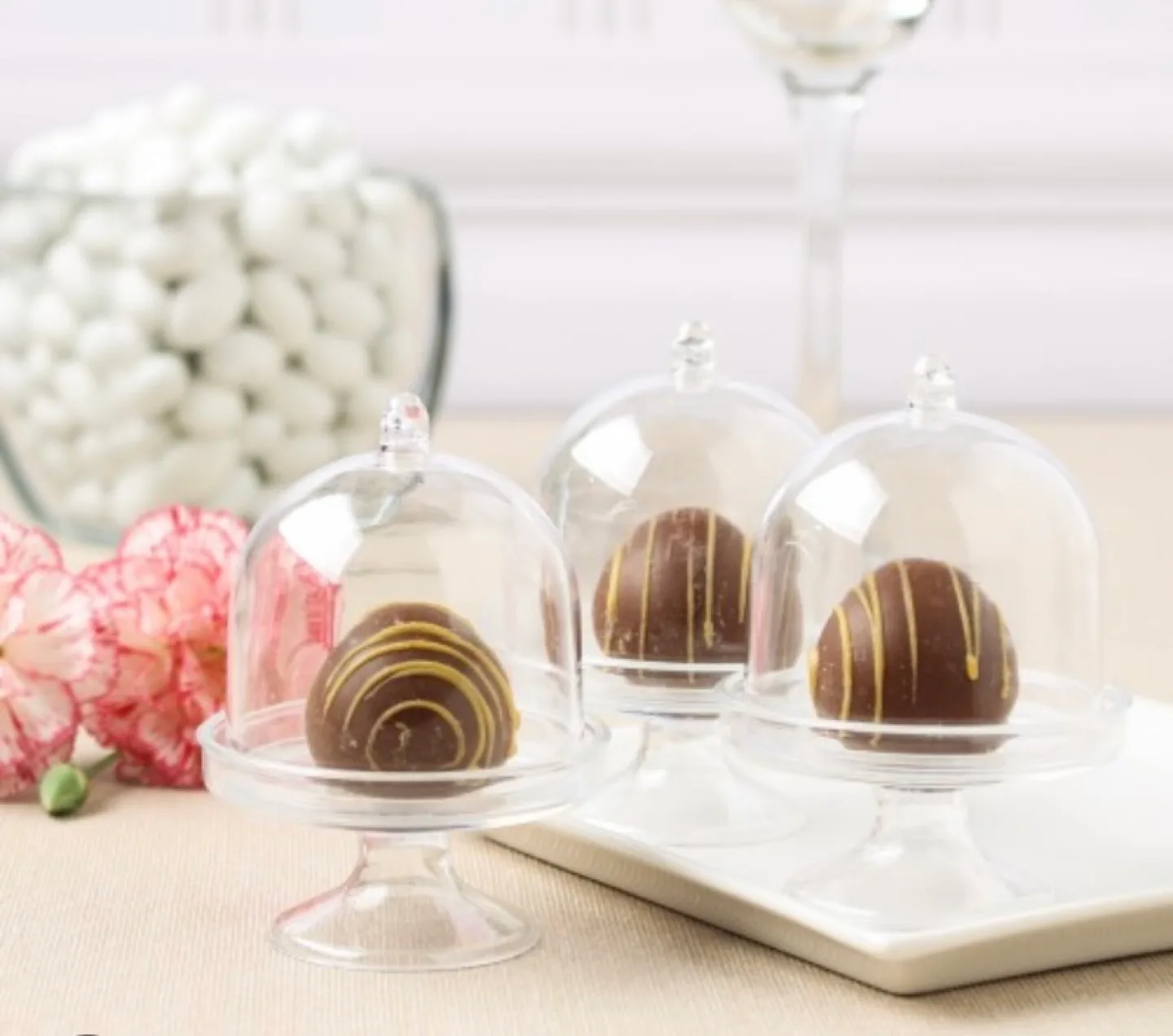 25 Mini Clear Cake Stands Party Favor/Wedding Packaging image indicator(5)