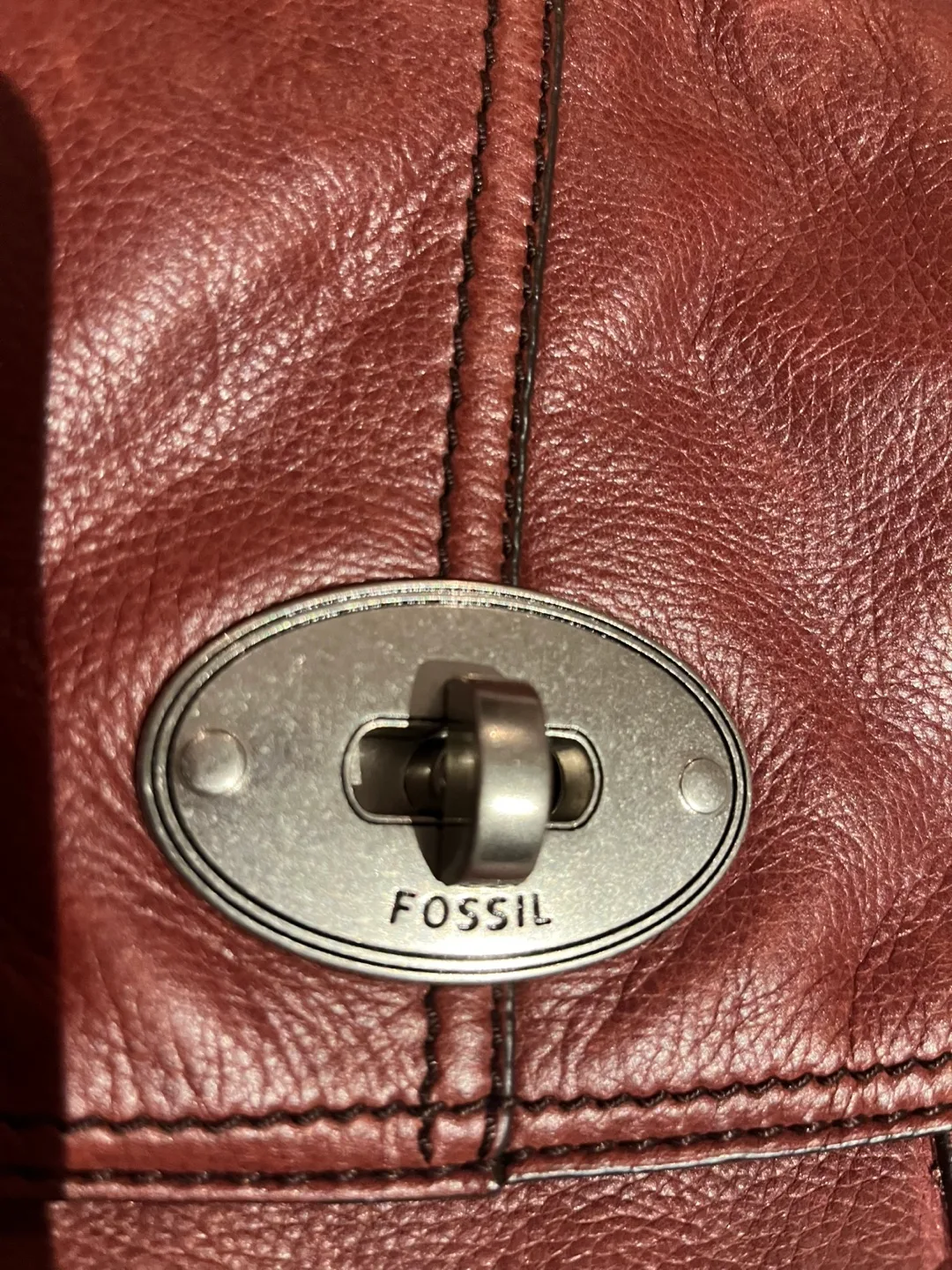 Fossil Leather Crossbody Bag - Burgundy image indicator(2)