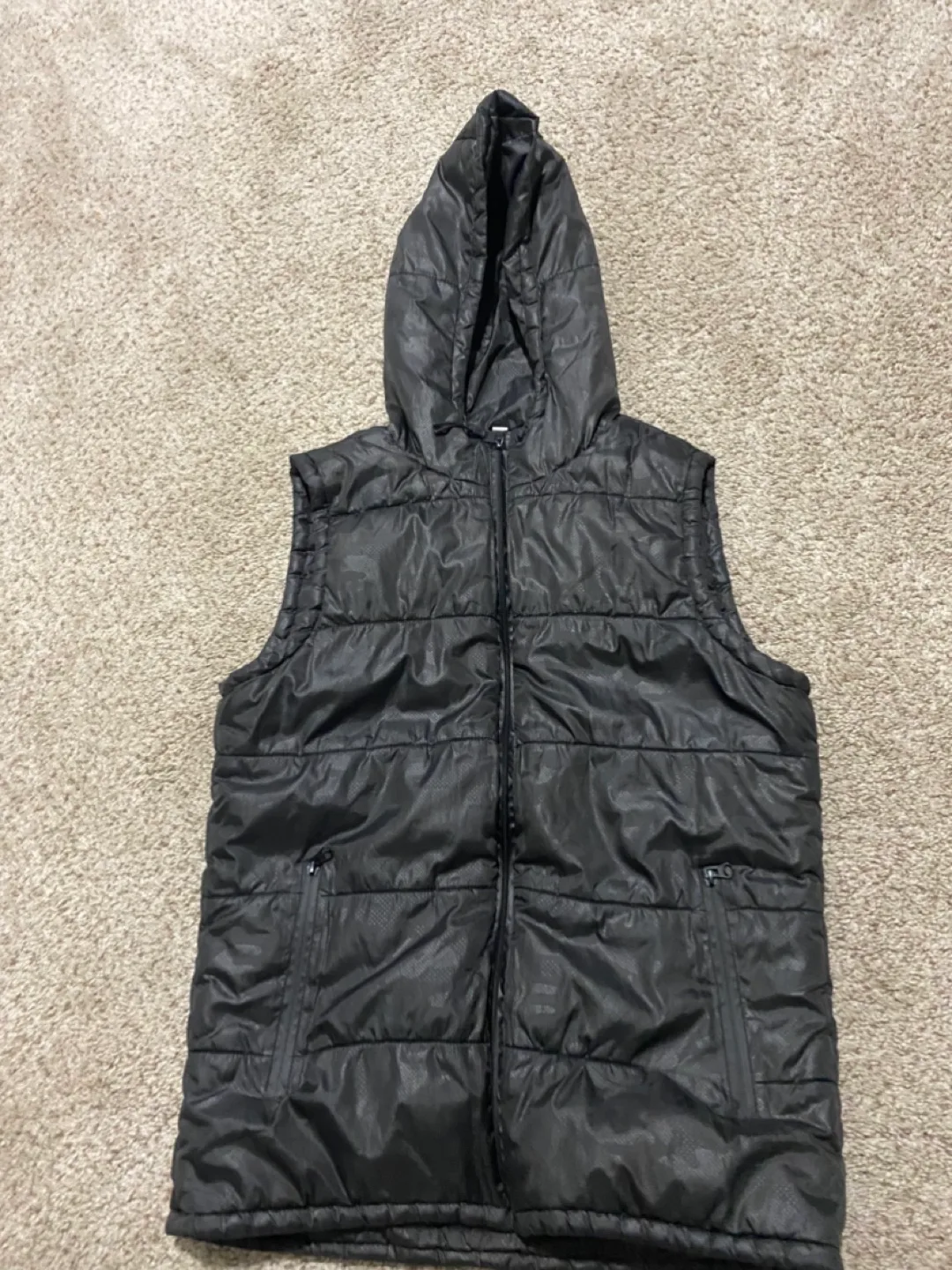 Black Hooded Puffer Vest thumbnail