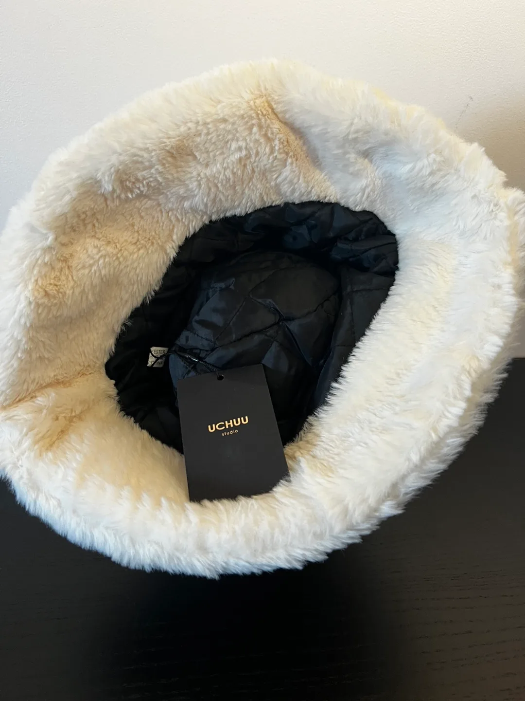 Cream UCHUU Studio Faux Fur Bucket Hat image indicator(3)