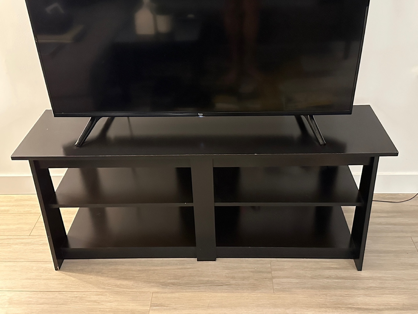 Black TV Stand with Shelves - photo 3