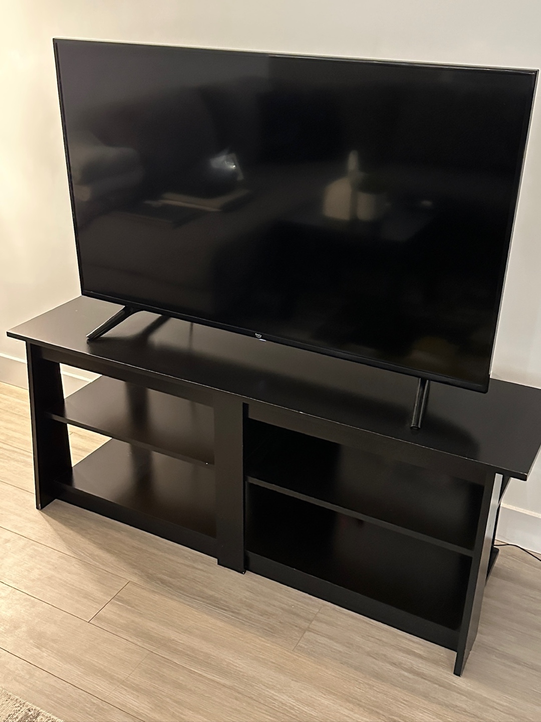Black TV Stand with Shelves - photo 2