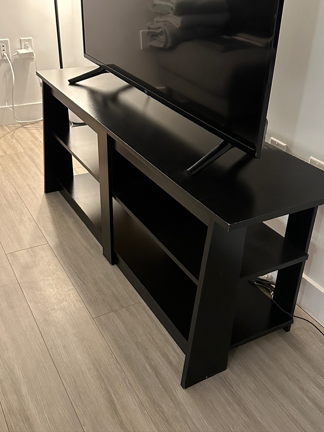 Black TV Stand with Shelves