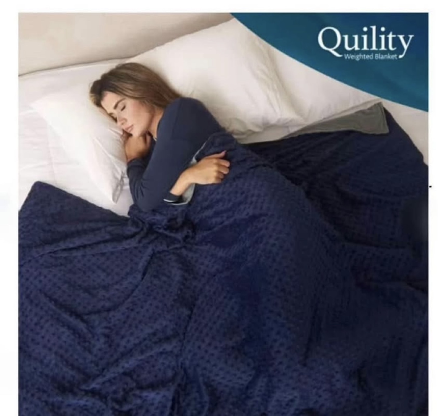 Quility Weighted Blanket - 60" x 80", 15 lbs, Blue/Grey - photo 5