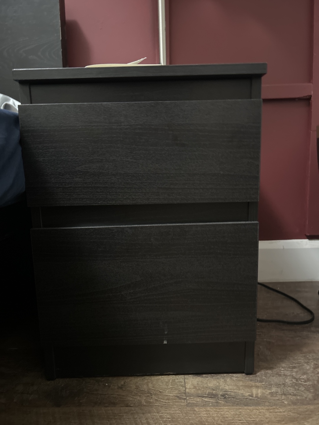 Ikea -Dark brown 2-drawer bedside table
