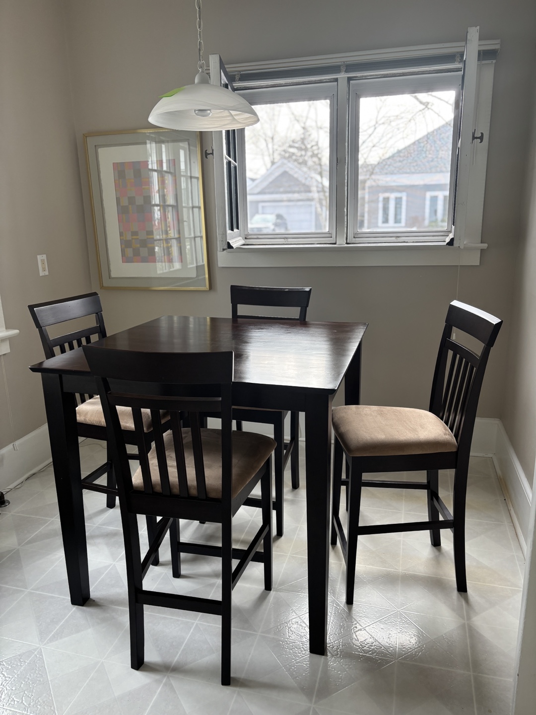 Dark Brown Kitchen Table Set with Four Chairs