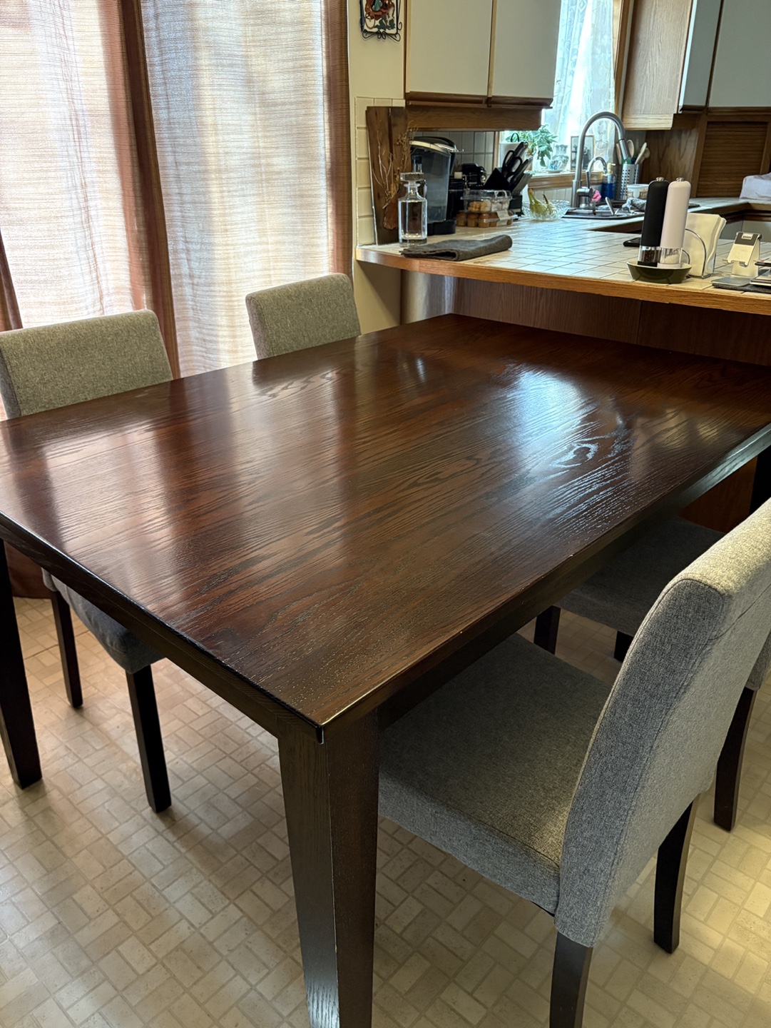 Dark Wood Dining Table with Chairs - photo 2