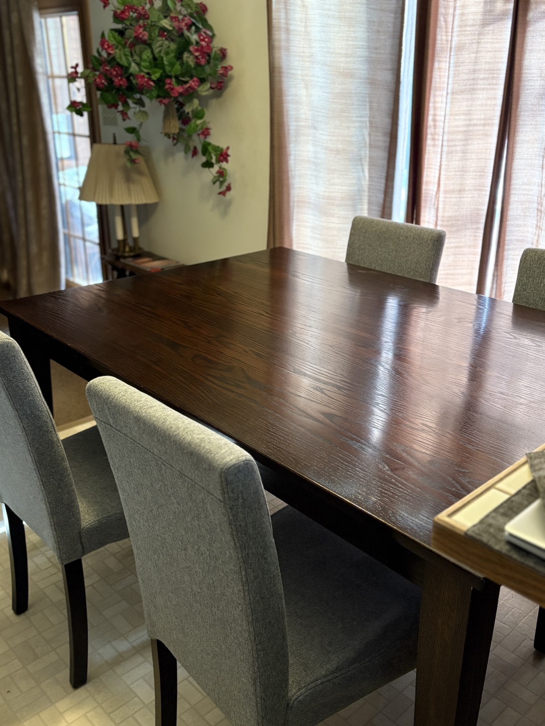 Dark Wood Dining Table with Chairs