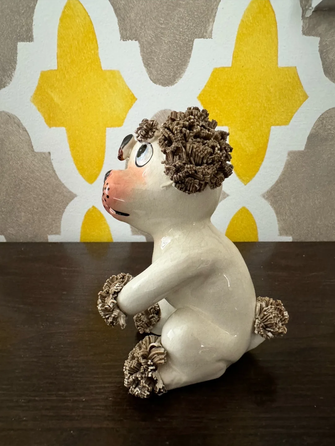 Rare Vintage Lefton Spaghetti Poodle w Bug on Forehead Figurine image indicator(4)