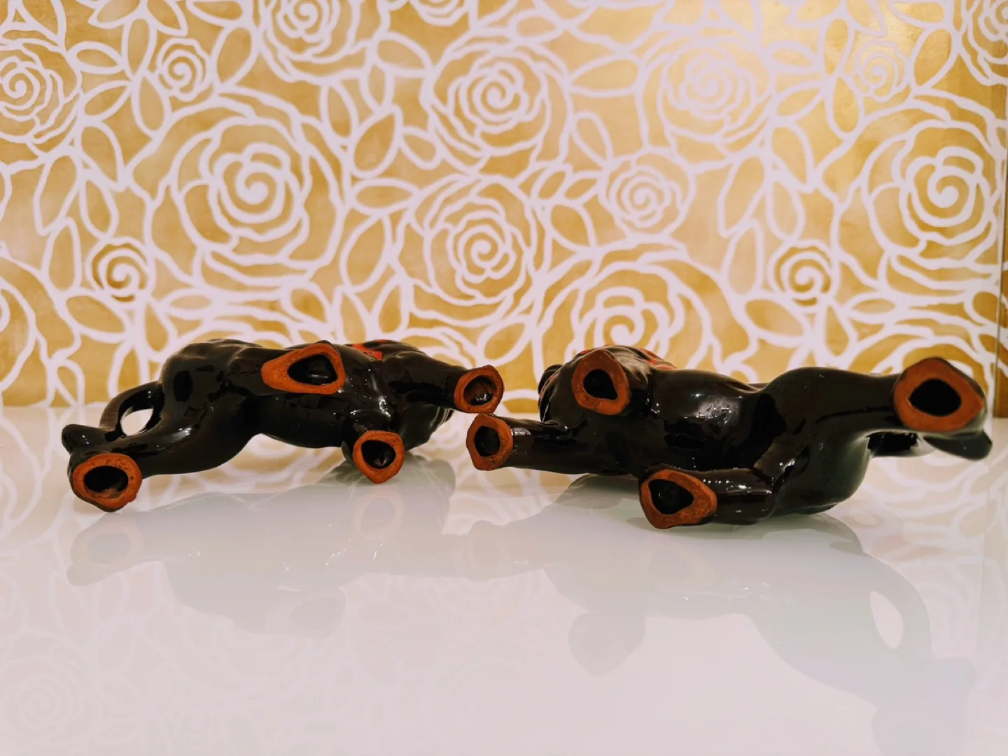 Vintage Evangeline Lion Figurine Canuck Pottery w Drip Glaze image indicator(5)