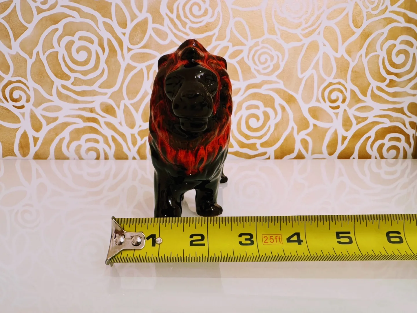 Vintage Evangeline Lion Figurine Canuck Pottery w Drip Glaze image indicator(8)