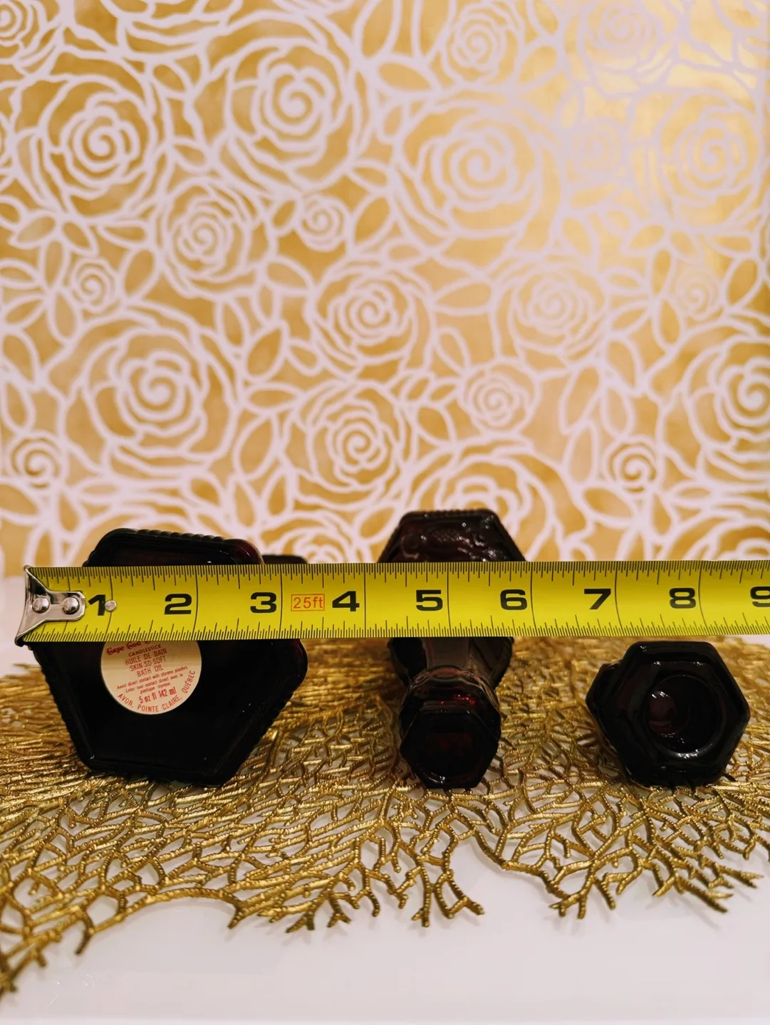 Vintage Avon Ruby Red Cape Cod 1876 Candlestick Bottles image indicator(6)