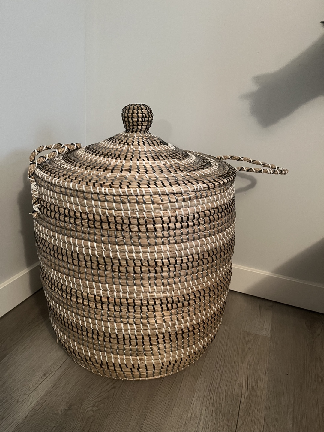 Large Woven Storage Basket with Lid