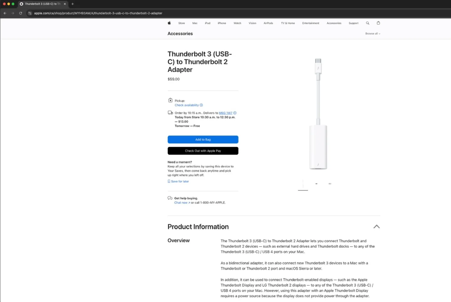 Apple A1790 Thunderbolt 3 (USB-C) to Thunderbolt 2 Adapter image indicator(9)