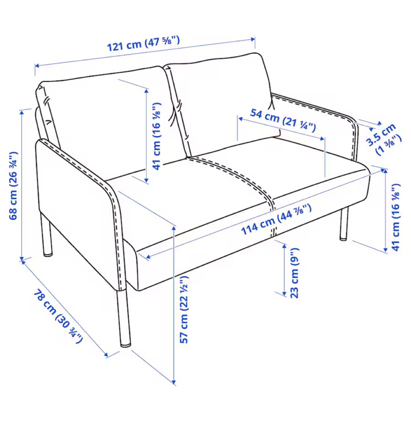 IKEA GLOSTAD Love Seat - Blue - photo 2