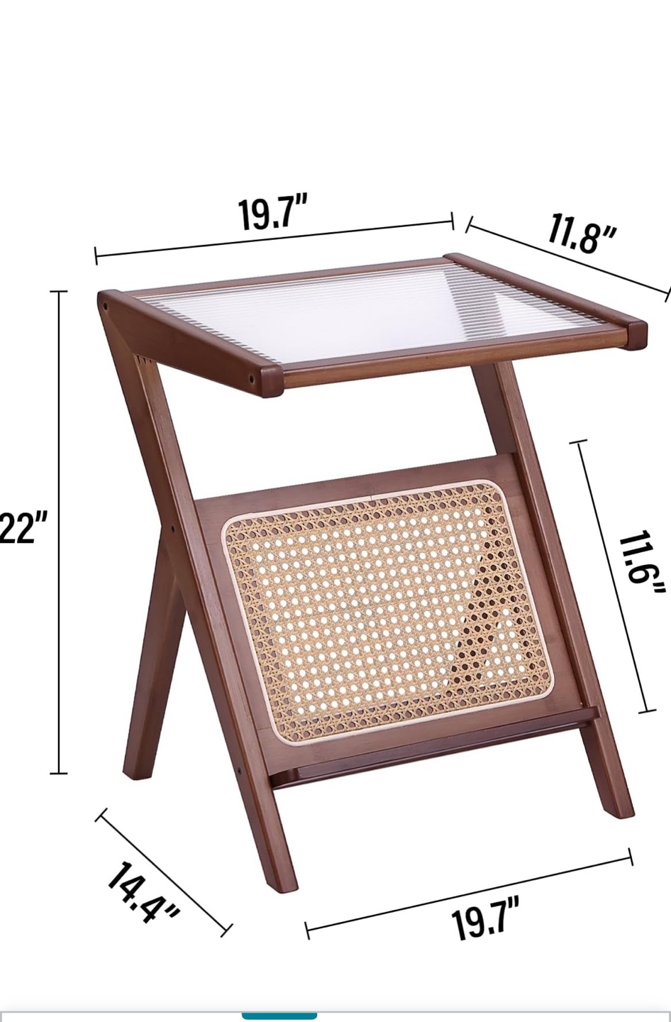 Modern Rattan Bamboo Side Table - photo 3
