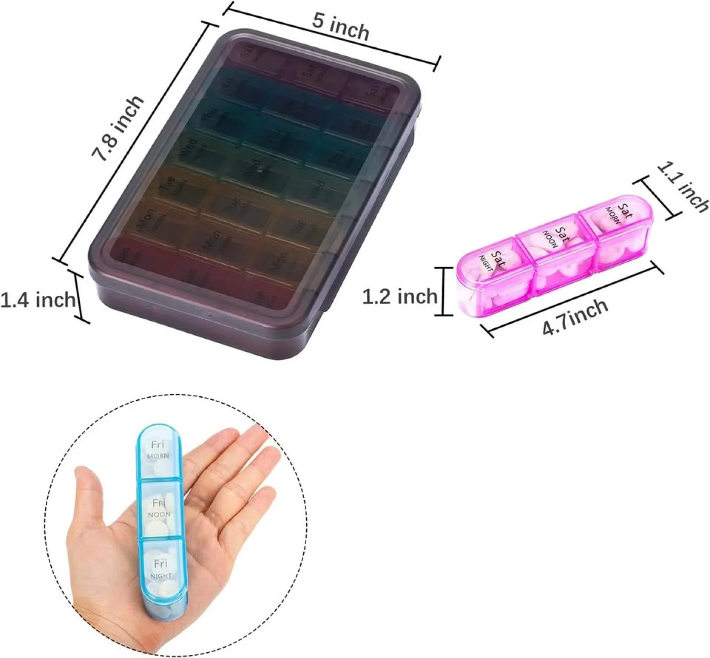 Weekly Pill Organizer with Large Compartments image indicator(2)