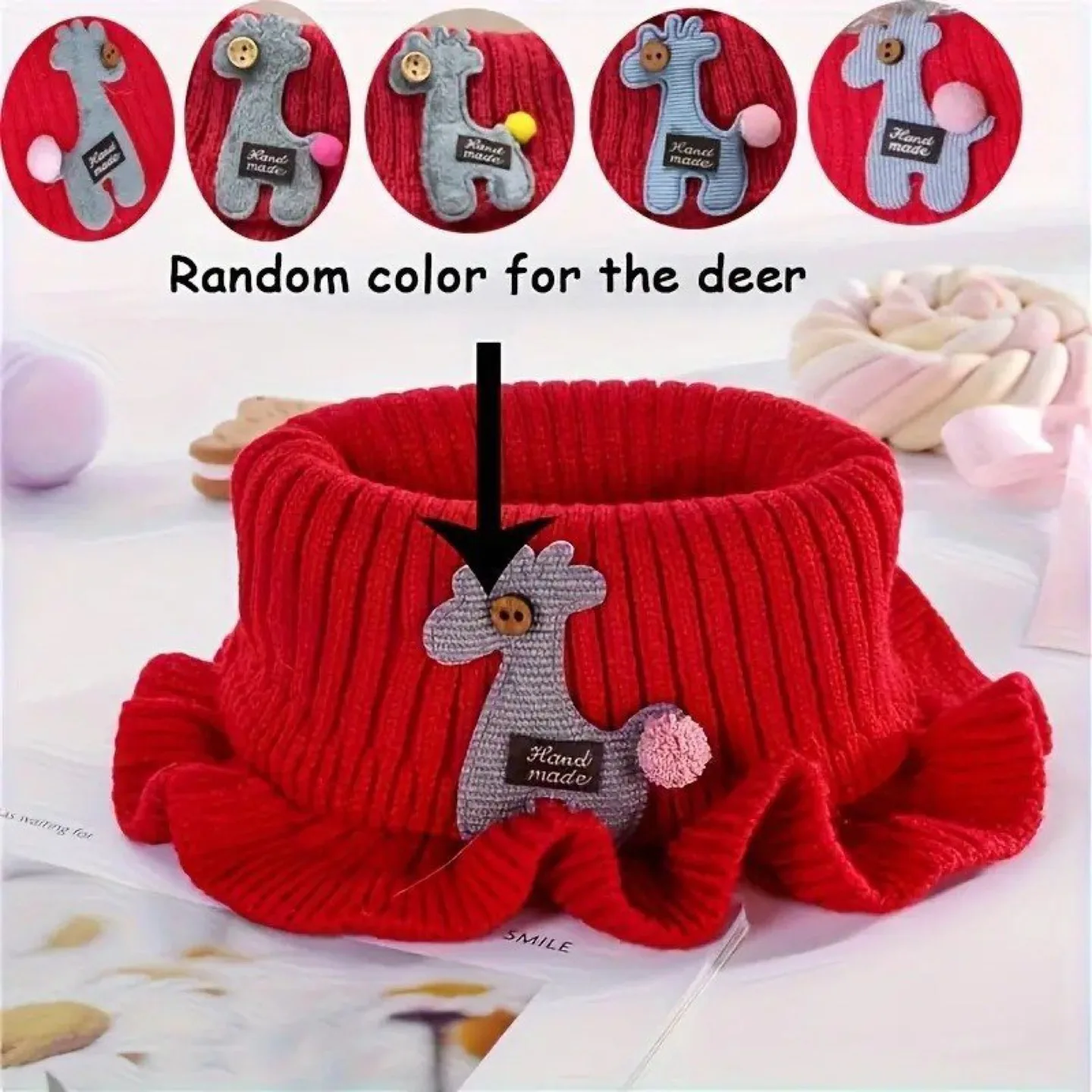 Adorable Knitted Kids Neck Warmer with Giraffe Detail image indicator(2)
