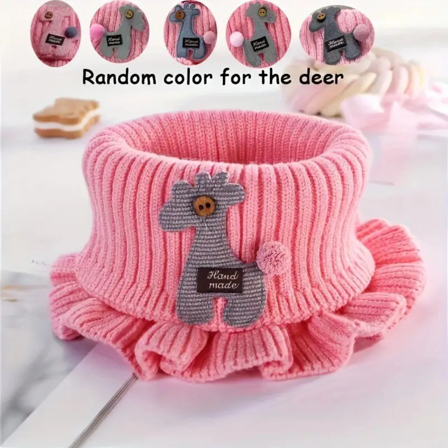 Adorable Knitted Kids Neck Warmer with Giraffe Detail image indicator(4)
