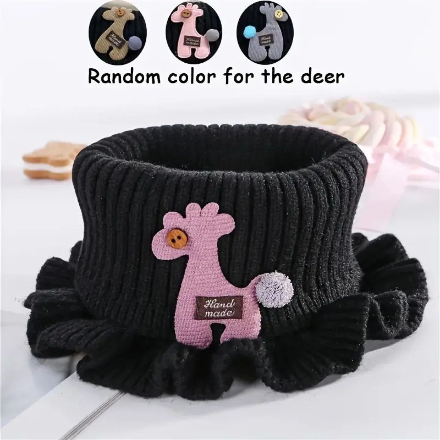 Adorable Knitted Kids Neck Warmer with Giraffe Detail image indicator(6)