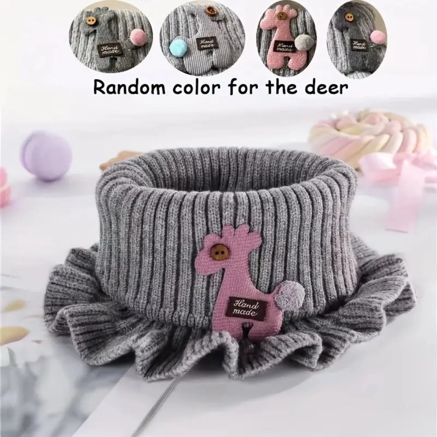 Adorable Knitted Kids Neck Warmer with Giraffe Detail image indicator(5)