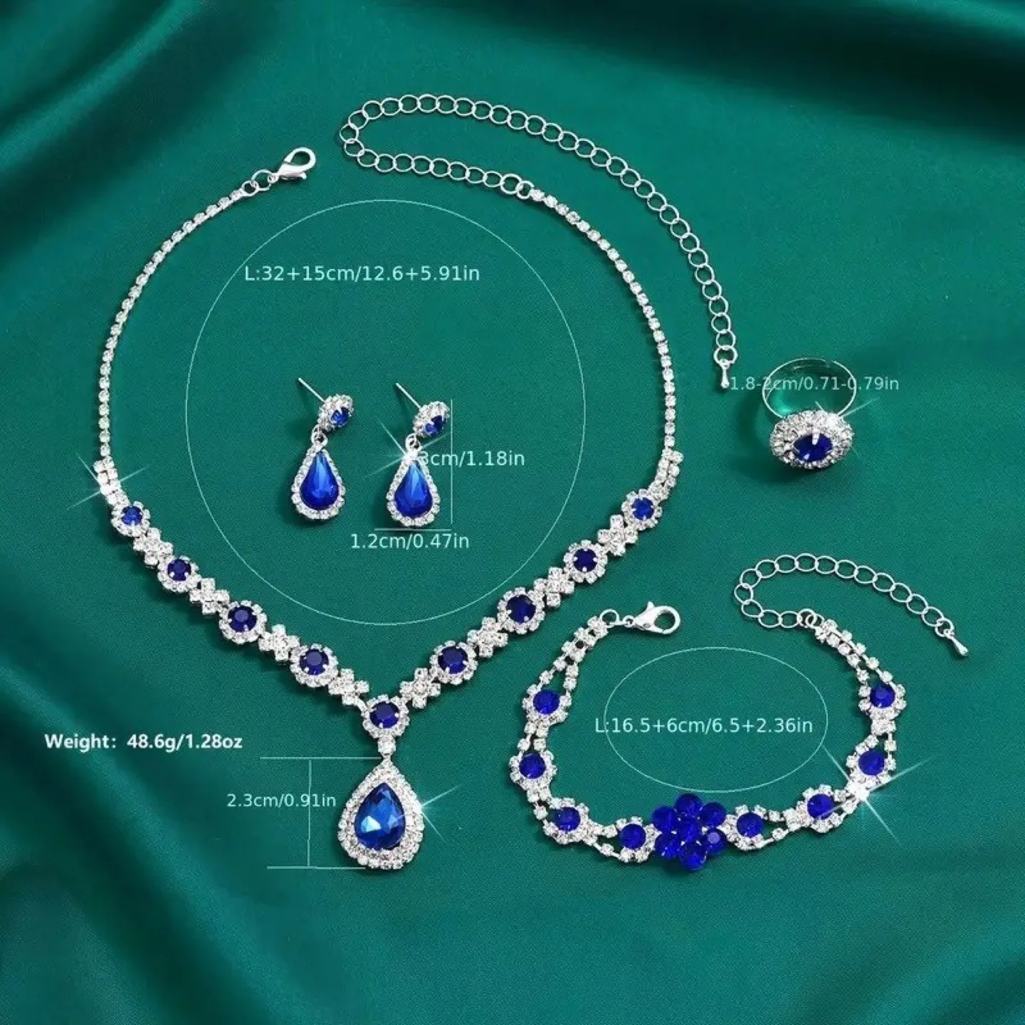 Elegant Emerald Green Rhinestone Jewellery Set image indicator(3)
