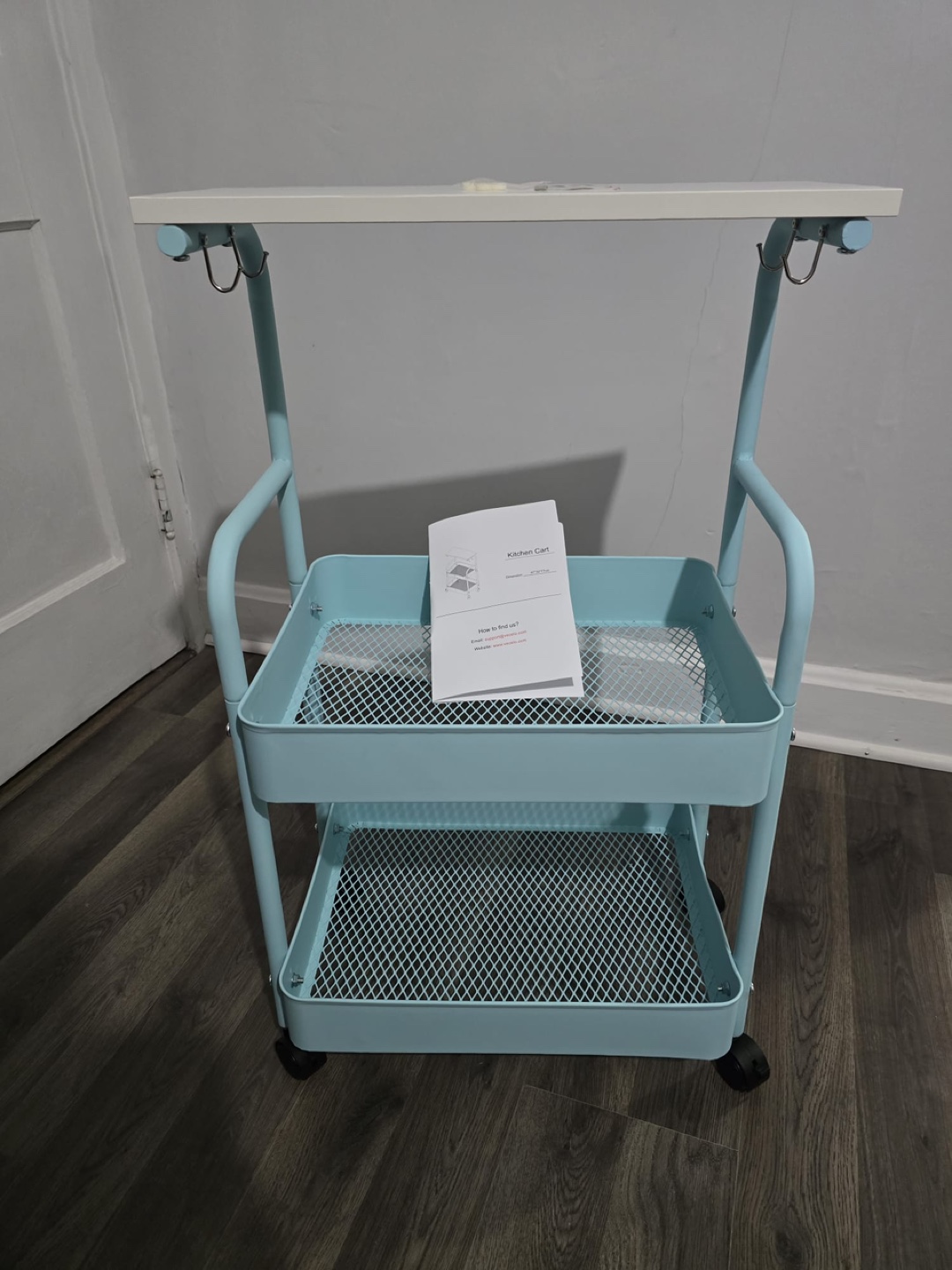New 3-Tier Rolling Kitchen Cart - Light Blue - photo 2