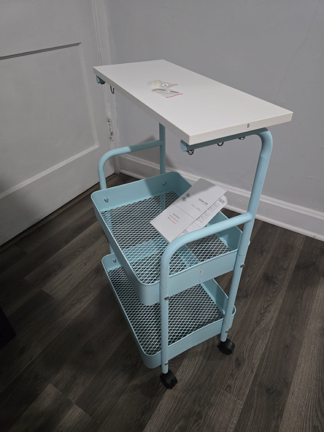 New 3-Tier Rolling Kitchen Cart - Light Blue - photo 5