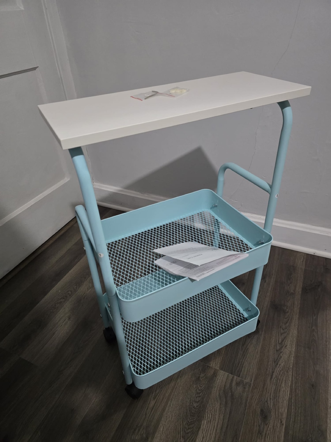 New 3-Tier Rolling Kitchen Cart - Light Blue