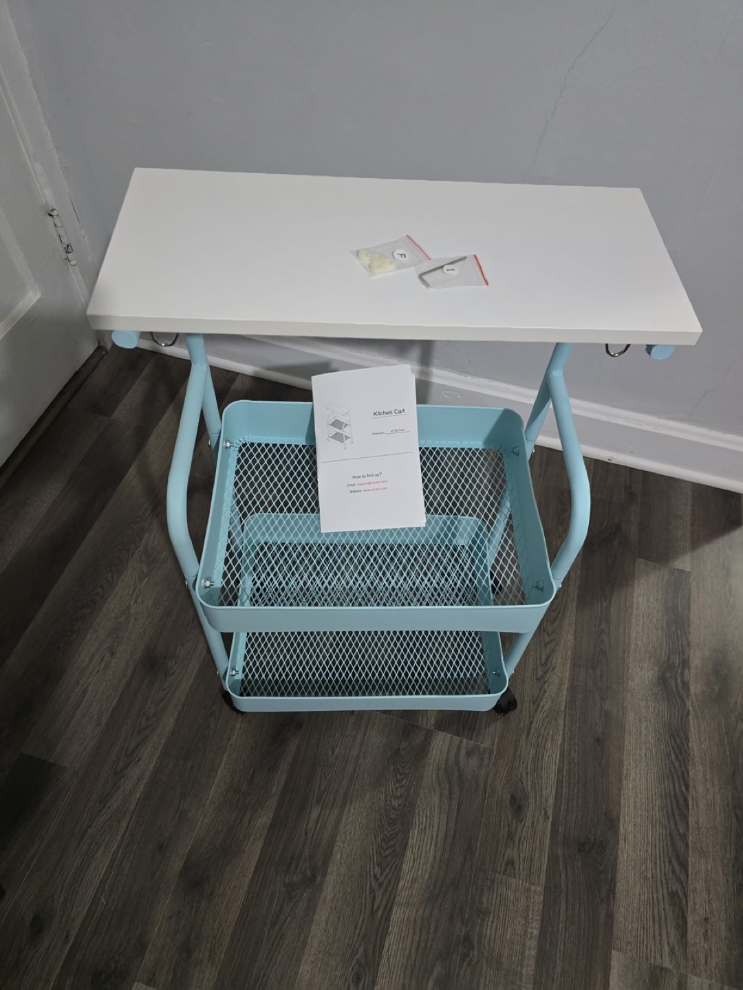 New 3-Tier Rolling Kitchen Cart - Light Blue - photo 3