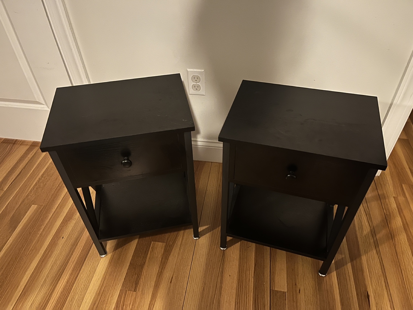 2 Nightstands with Drawers and Shelf