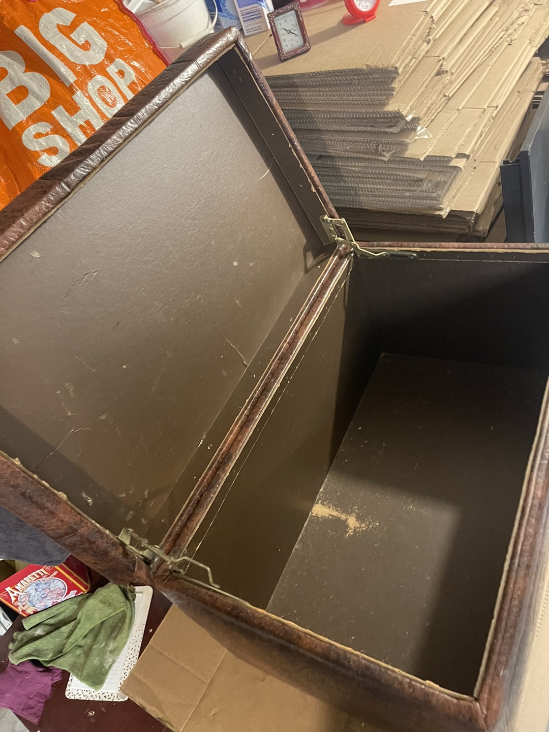 Brown Leather Storage Ottoman - photo 5