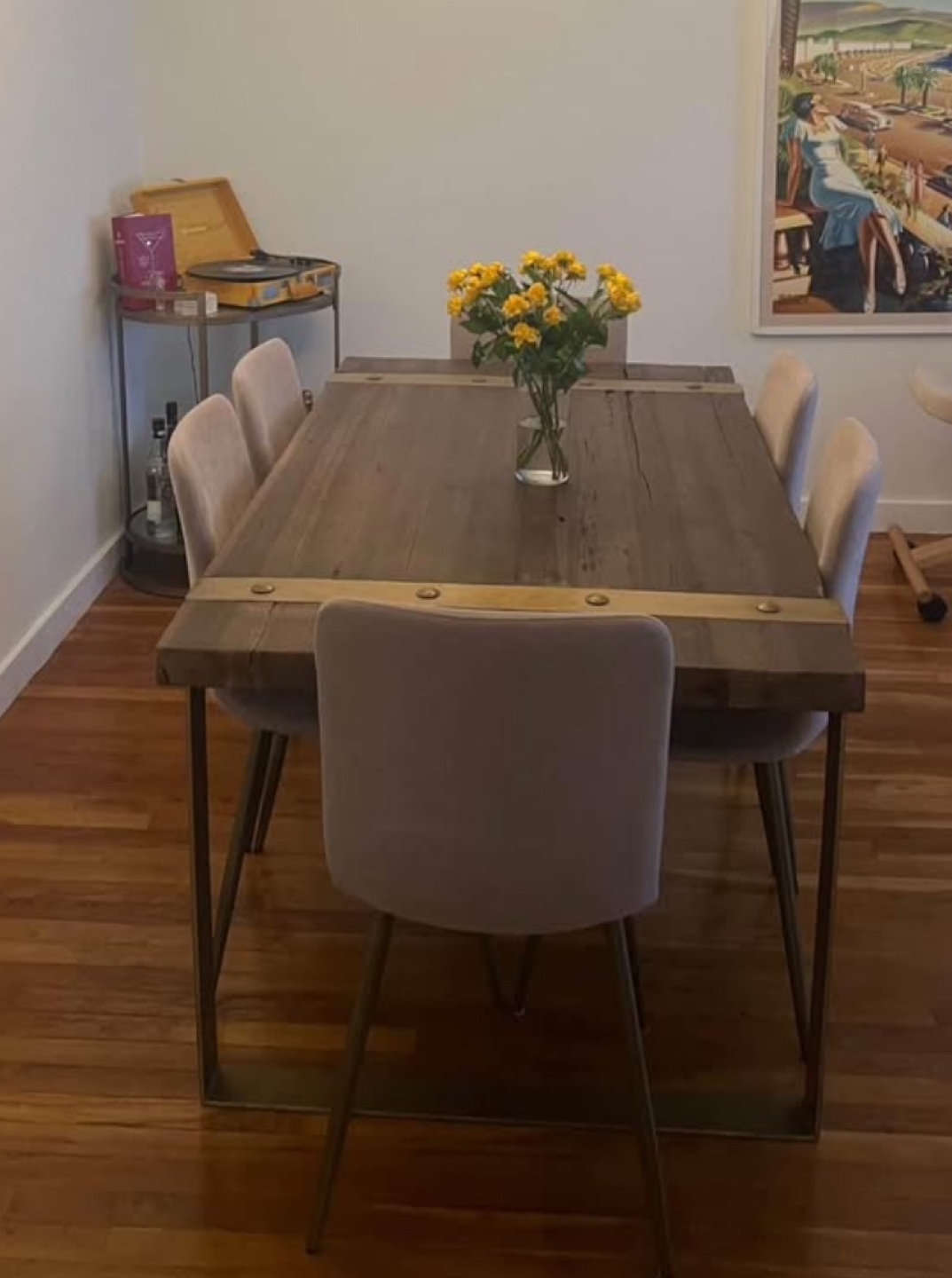 Industrial Farmhouse Dining Table with Gold Legs - photo 2