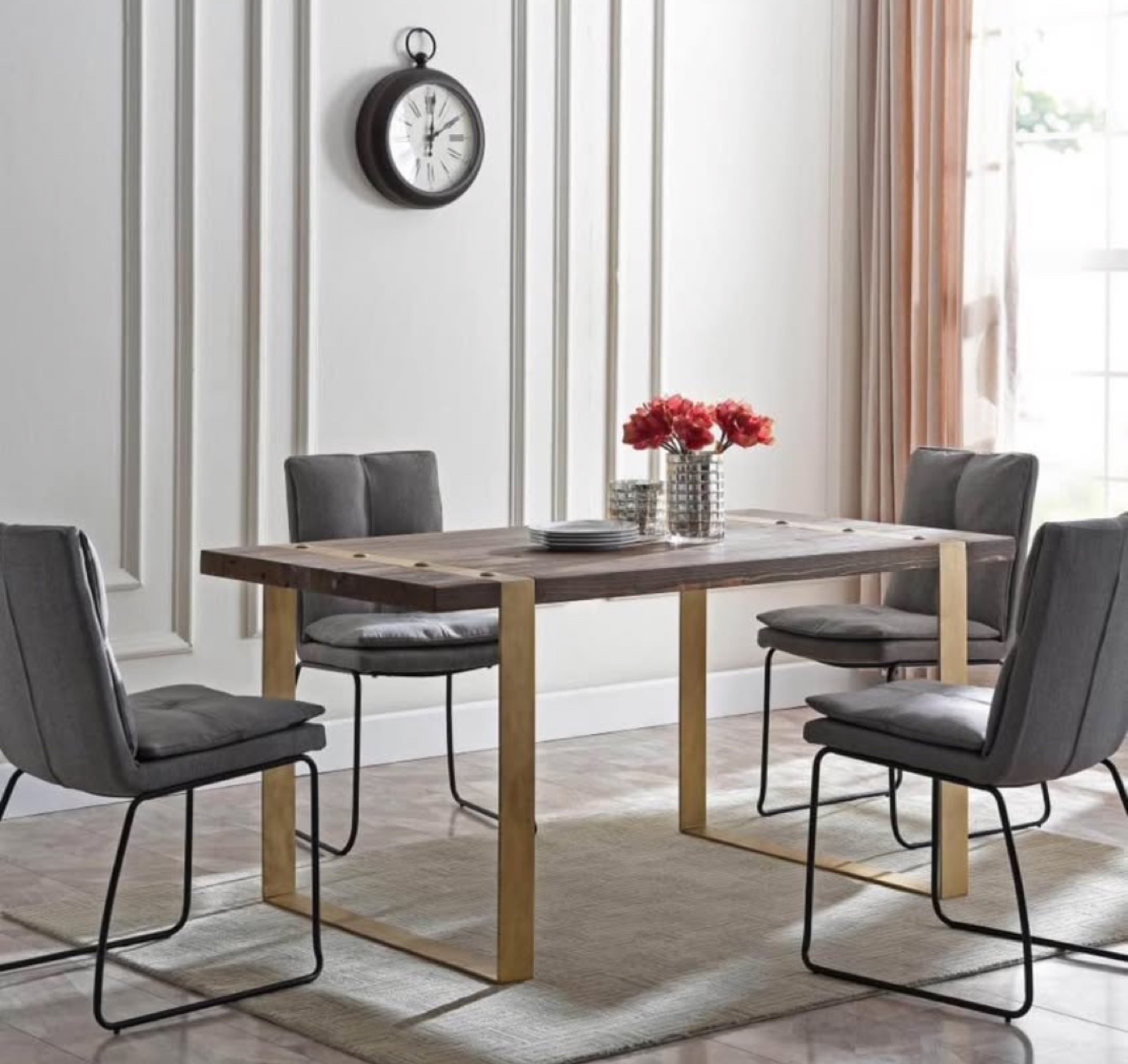 Industrial Farmhouse Dining Table with Gold Legs - photo 3