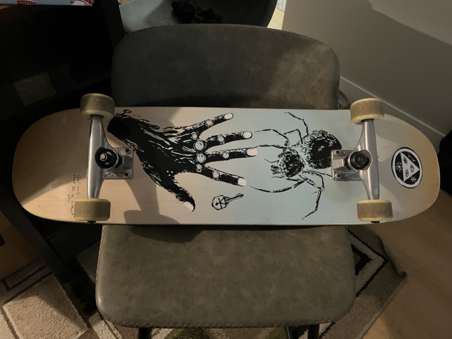 Used Skateboard Deck with Trucks and Wheels