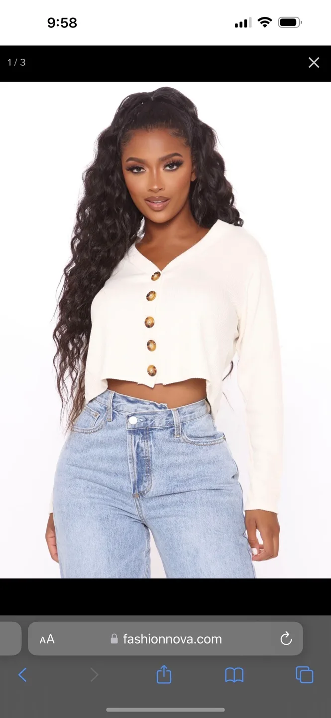 Fashion Nova Cream Button-Up Cardigan image indicator(2)