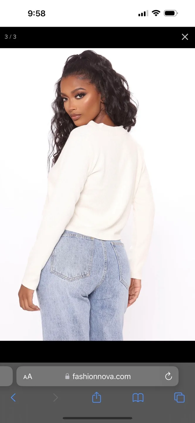 Fashion Nova Cream Button-Up Cardigan image indicator(3)